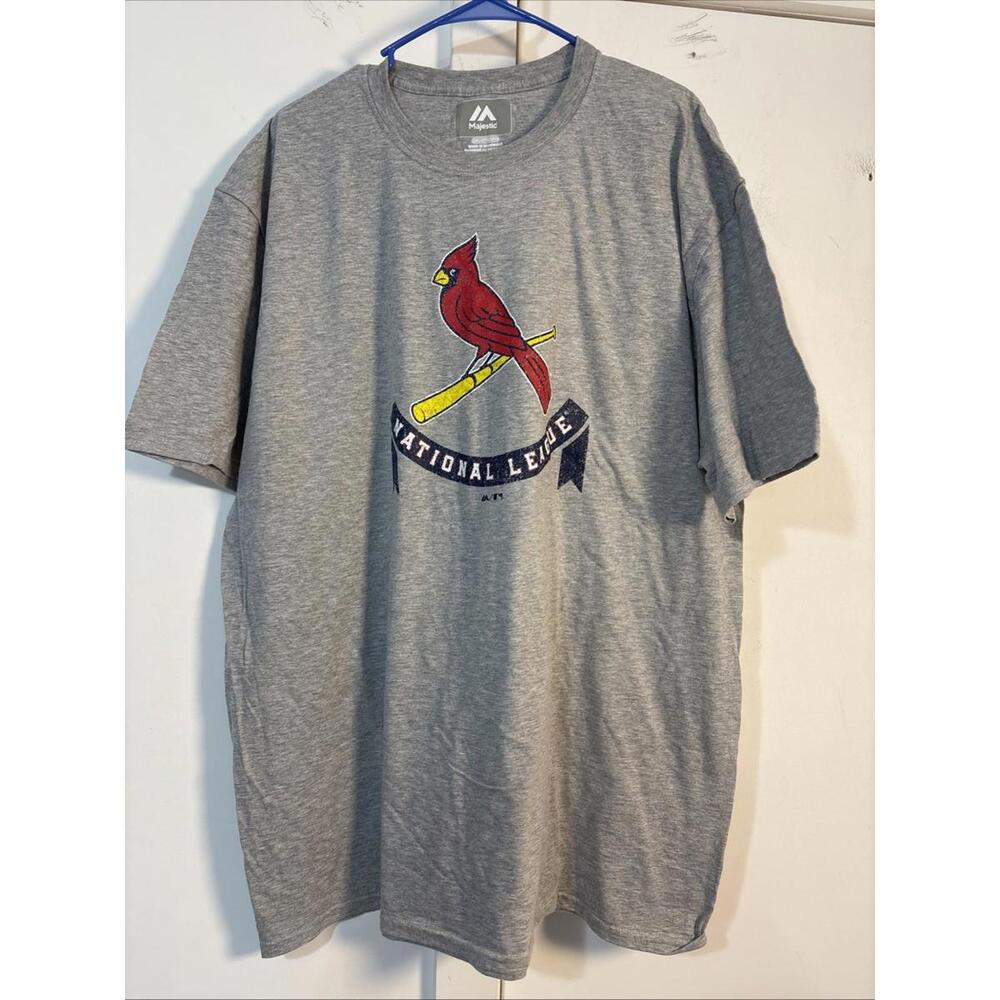 New Majestic Men’s 2XL Gray National League Cardinals Tee Shirt New NWOT